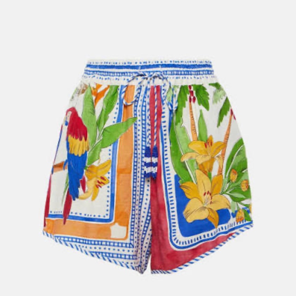 Farm Rio Tropical Destination Linen Shorts Size XS